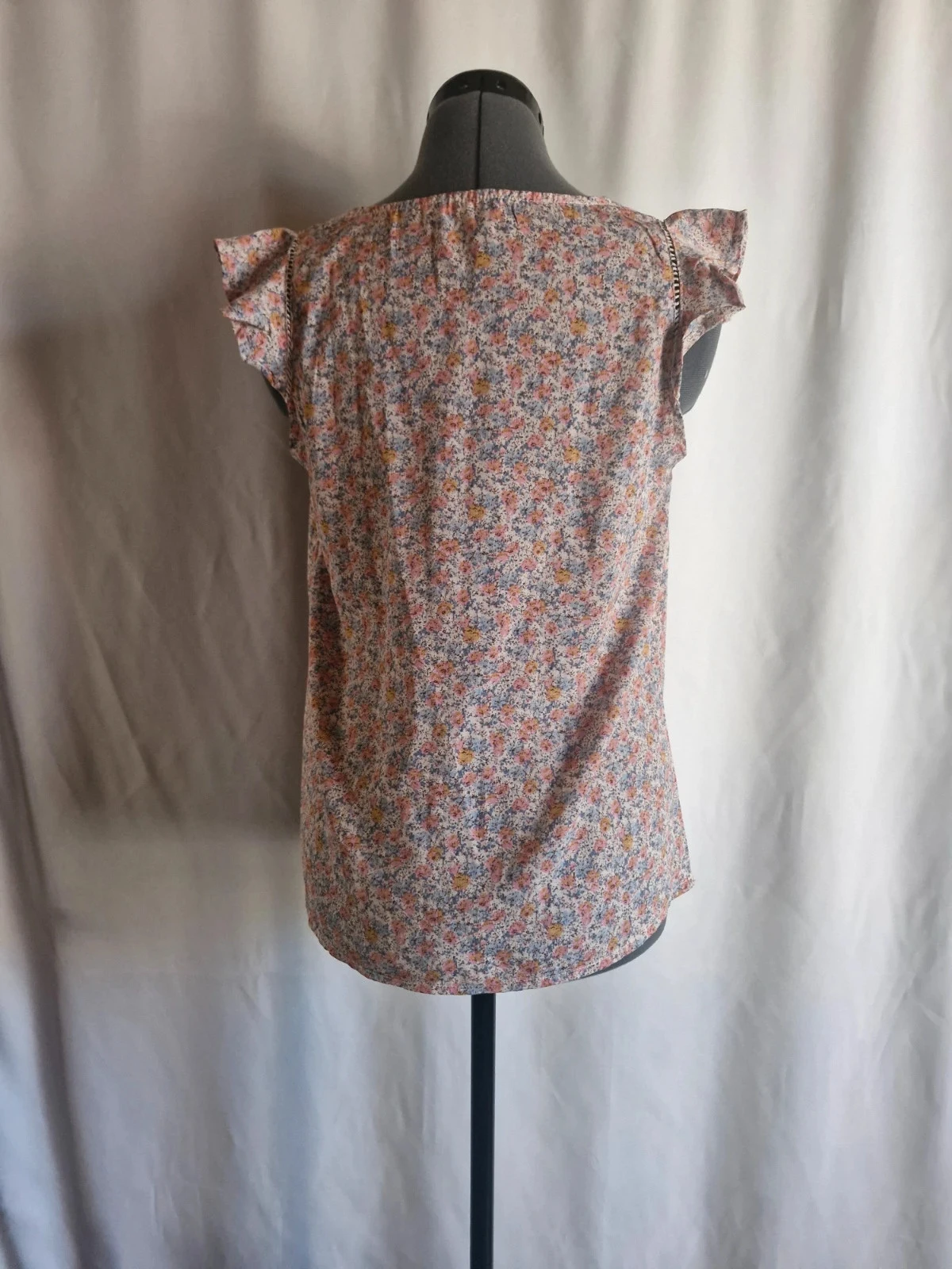 Blouse Cerise Blue fleurie S met franjes mouwen en romantische bohemische V-hals – photo 4